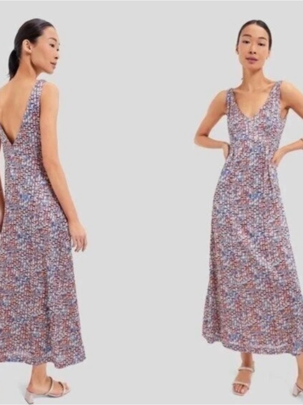Floral V-Neck Sleeveless Maxi Dress - Multicolor
